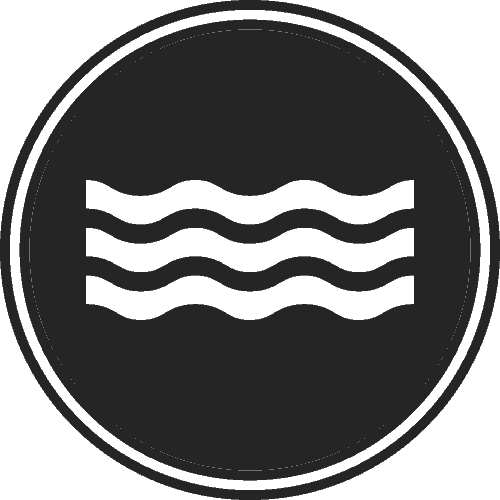 icon für pool, 3 weisse wellen auf schwarzem kreis